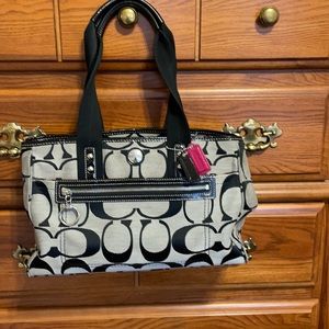 Coach signature black & gray canvas purse